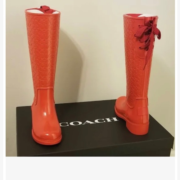 coach leopard rain boots